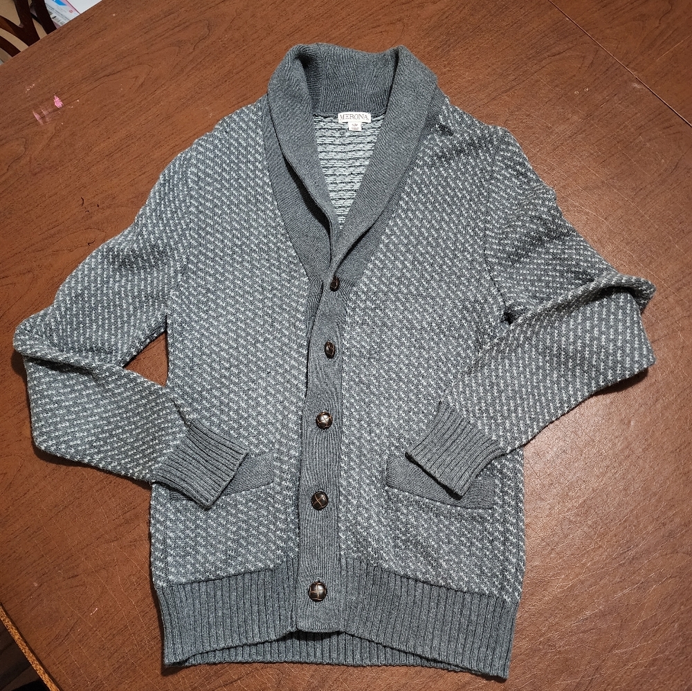 Merona Men's Textured Gray Cardigan Sweater